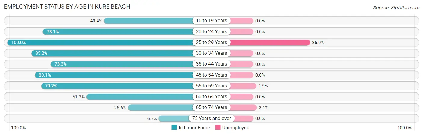 Employment Status by Age in Kure Beach
