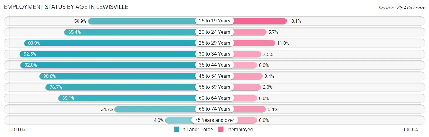 Employment Status by Age in Lewisville