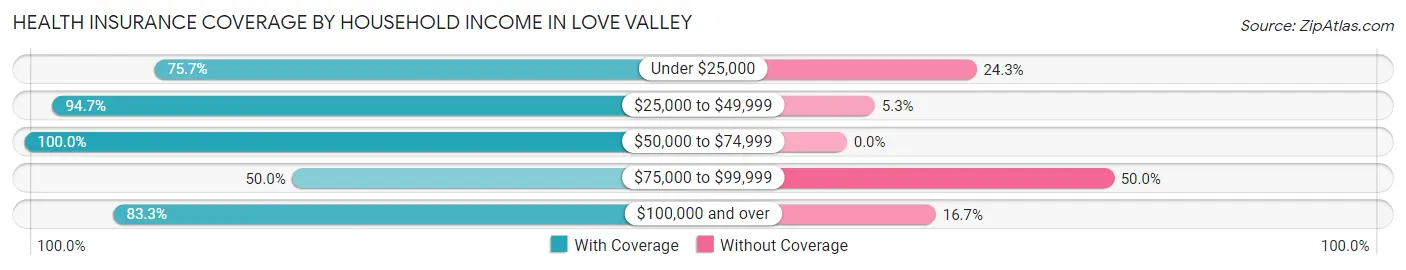 Health Insurance Coverage by Household Income in Love Valley