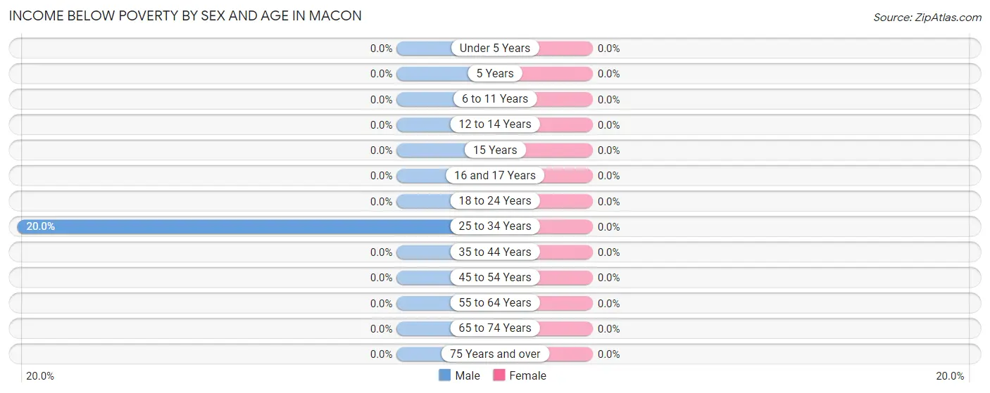 Income Below Poverty by Sex and Age in Macon