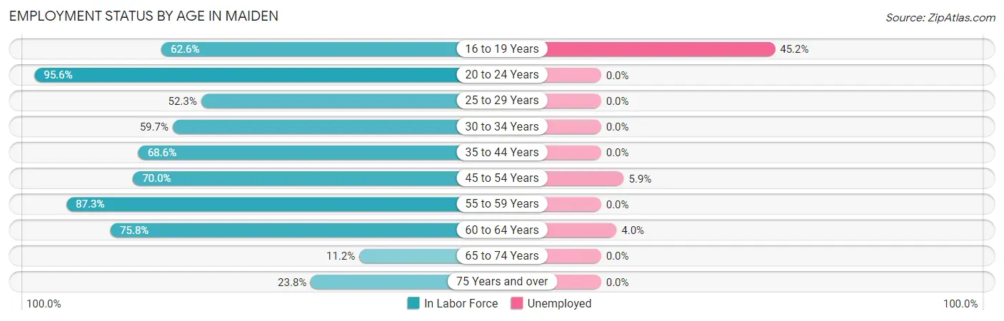 Employment Status by Age in Maiden