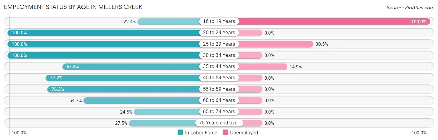 Employment Status by Age in Millers Creek