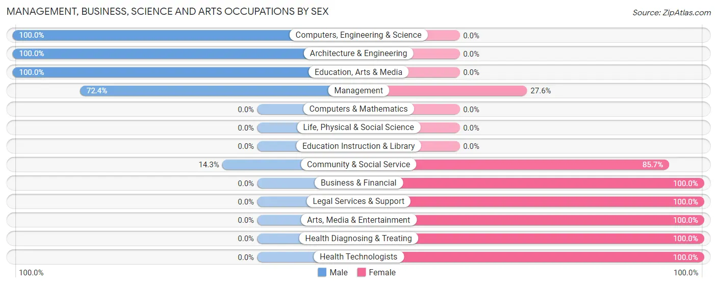 Management, Business, Science and Arts Occupations by Sex in Millingport