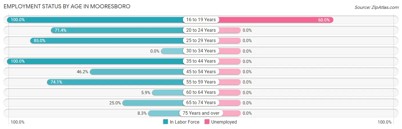 Employment Status by Age in Mooresboro