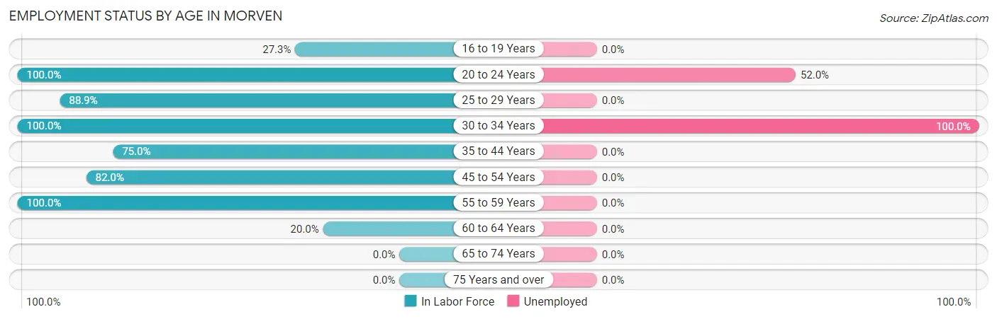 Employment Status by Age in Morven