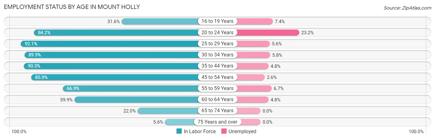 Employment Status by Age in Mount Holly
