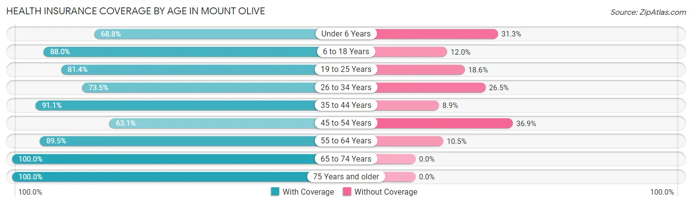 Health Insurance Coverage by Age in Mount Olive