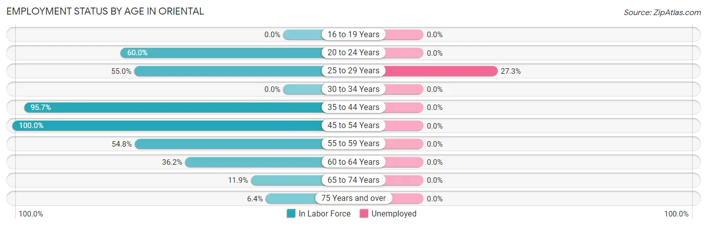 Employment Status by Age in Oriental