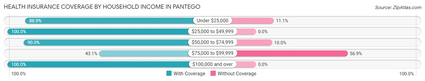 Health Insurance Coverage by Household Income in Pantego