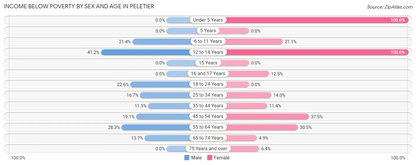 Income Below Poverty by Sex and Age in Peletier
