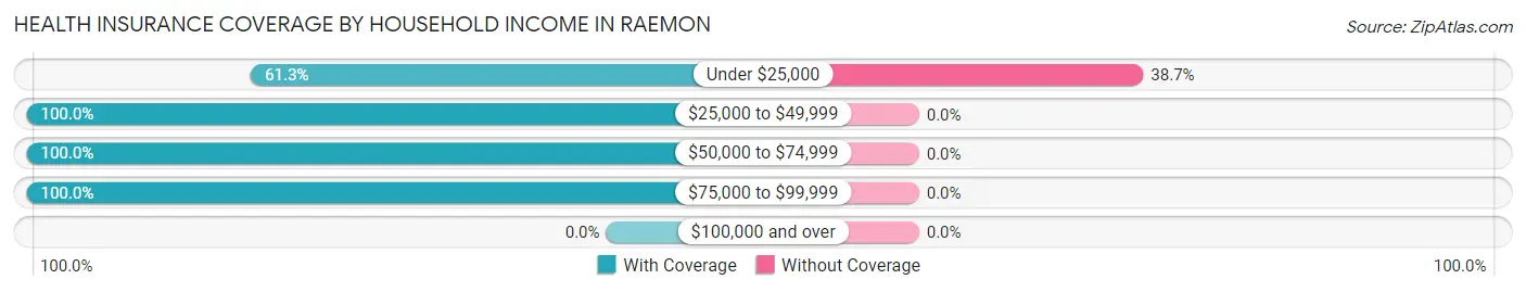 Health Insurance Coverage by Household Income in Raemon