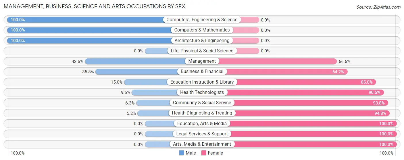 Management, Business, Science and Arts Occupations by Sex in River Bend