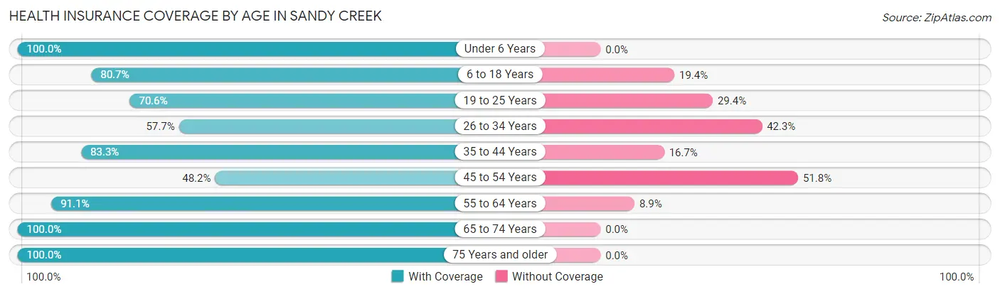 Health Insurance Coverage by Age in Sandy Creek
