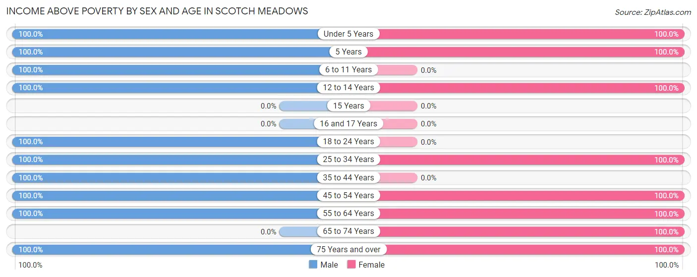 Income Above Poverty by Sex and Age in Scotch Meadows