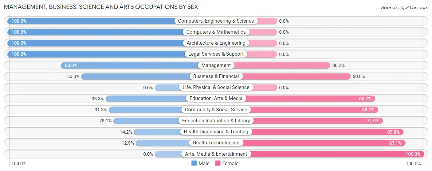 Management, Business, Science and Arts Occupations by Sex in Southport