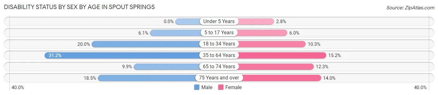 Disability Status by Sex by Age in Spout Springs