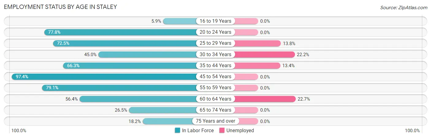 Employment Status by Age in Staley