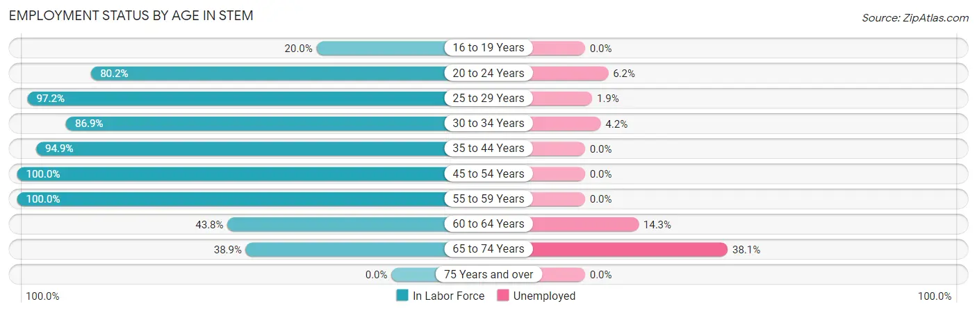 Employment Status by Age in Stem