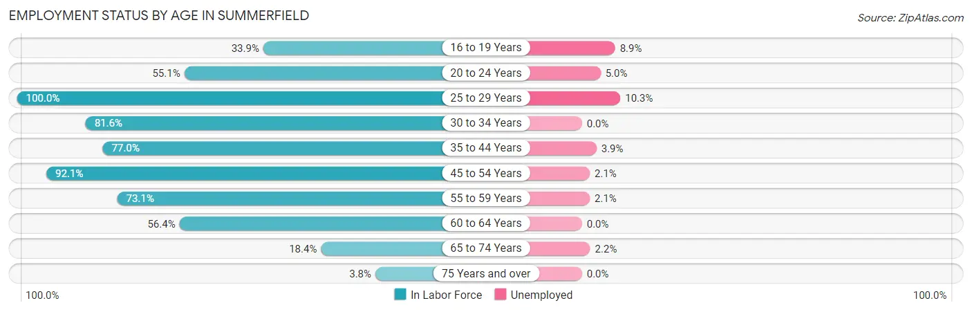 Employment Status by Age in Summerfield