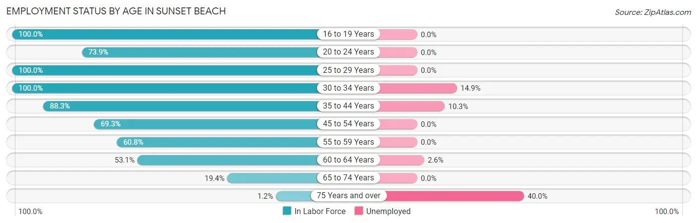 Employment Status by Age in Sunset Beach
