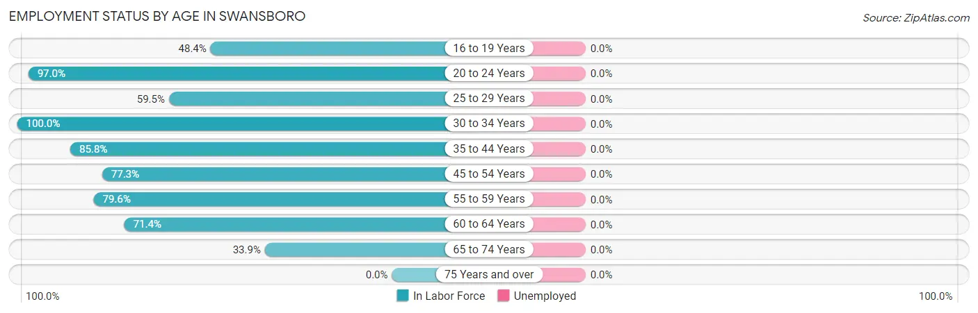 Employment Status by Age in Swansboro