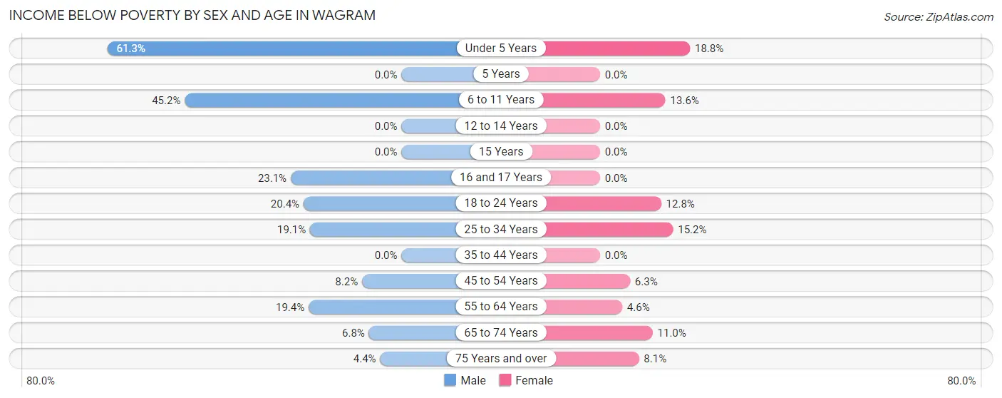 Income Below Poverty by Sex and Age in Wagram