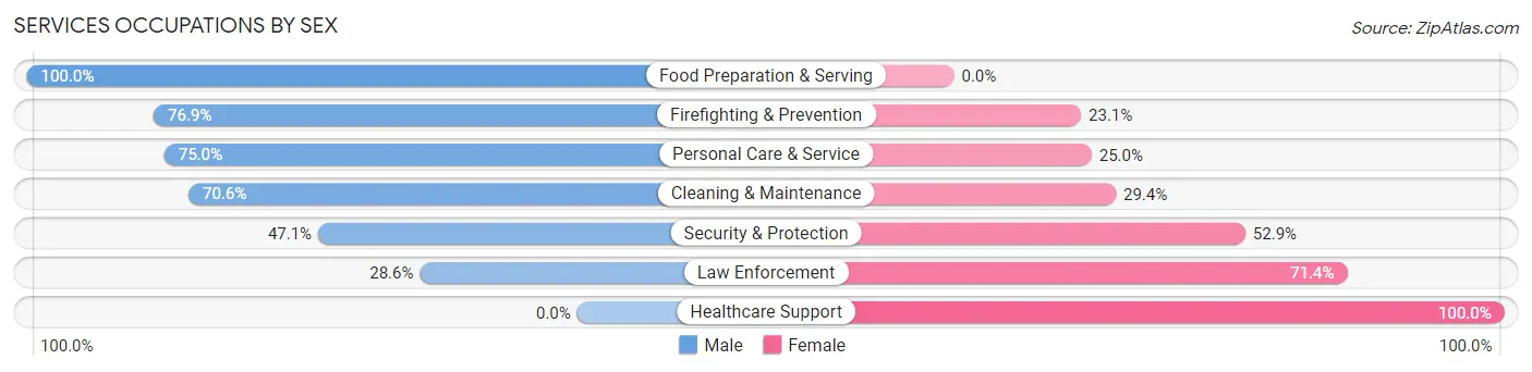 Services Occupations by Sex in Wagram