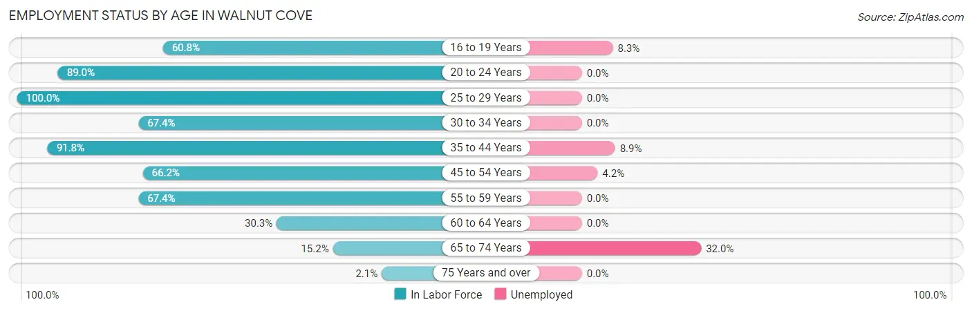 Employment Status by Age in Walnut Cove