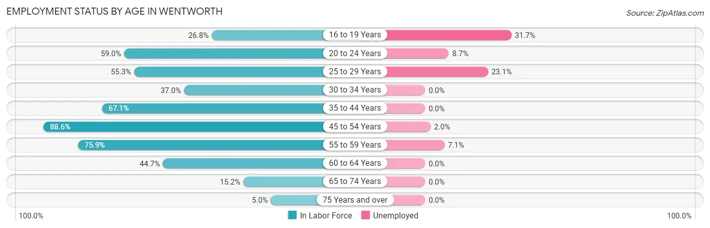Employment Status by Age in Wentworth