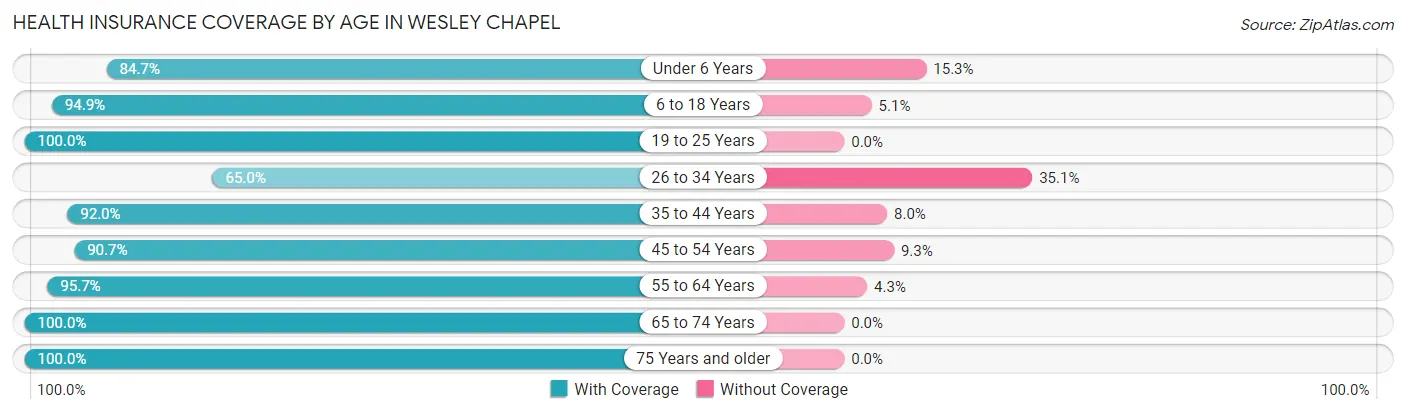 Health Insurance Coverage by Age in Wesley Chapel