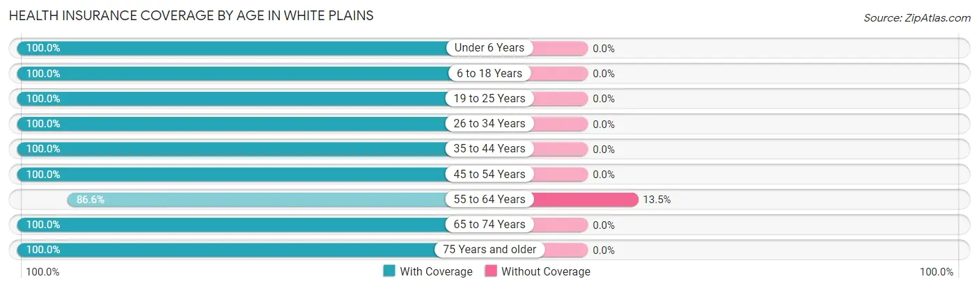 Health Insurance Coverage by Age in White Plains