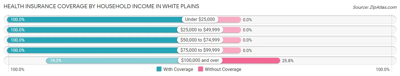 Health Insurance Coverage by Household Income in White Plains