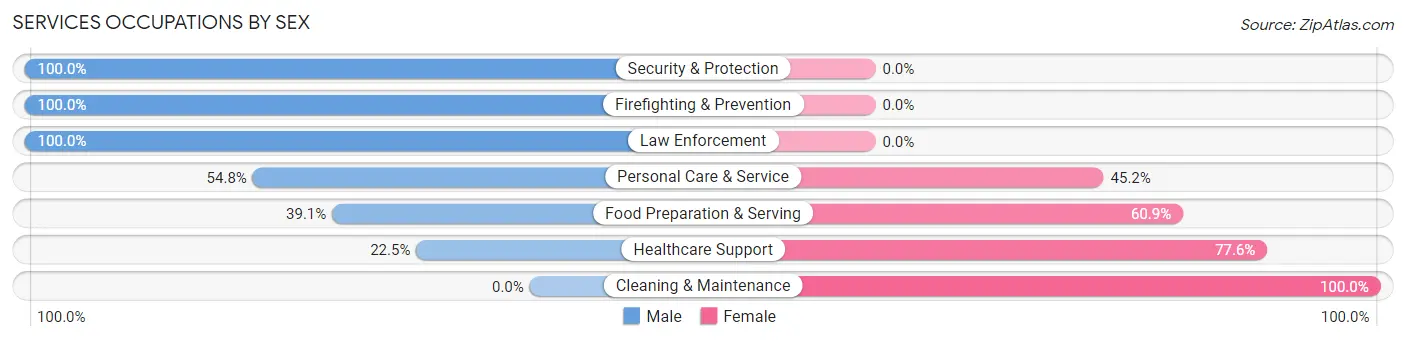 Services Occupations by Sex in Woodfin