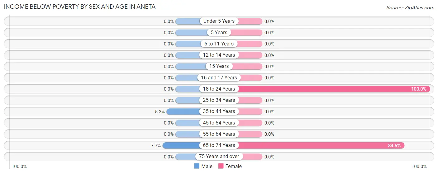 Income Below Poverty by Sex and Age in Aneta