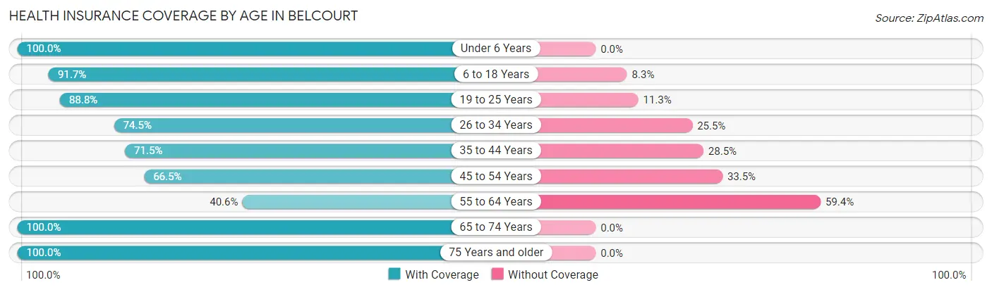 Health Insurance Coverage by Age in Belcourt