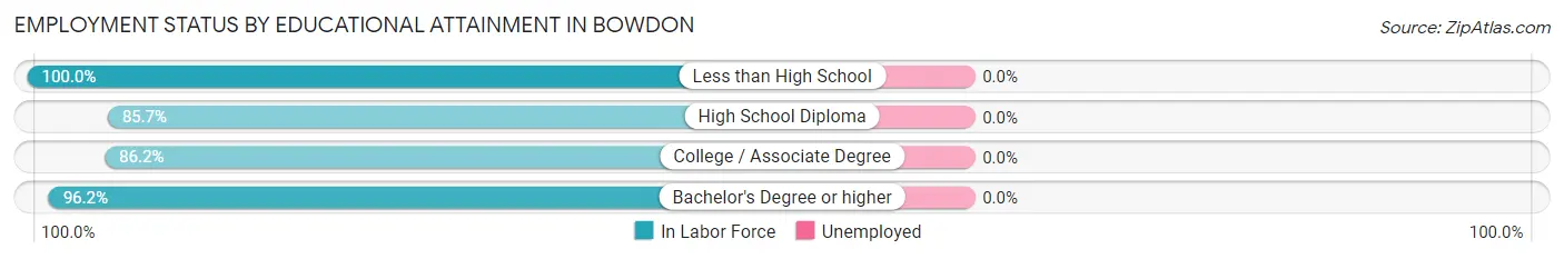 Employment Status by Educational Attainment in Bowdon