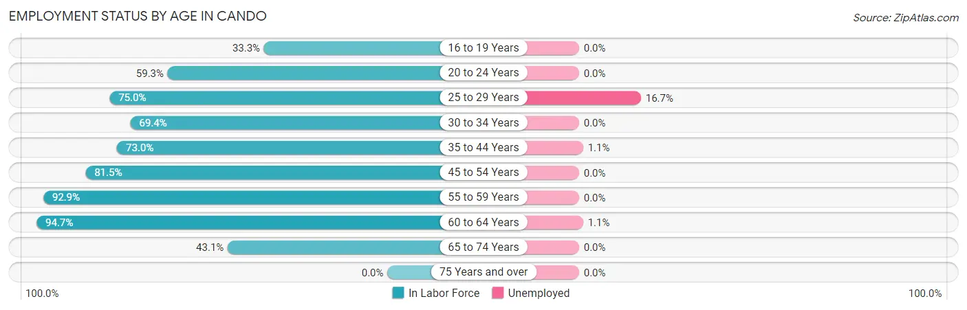 Employment Status by Age in Cando