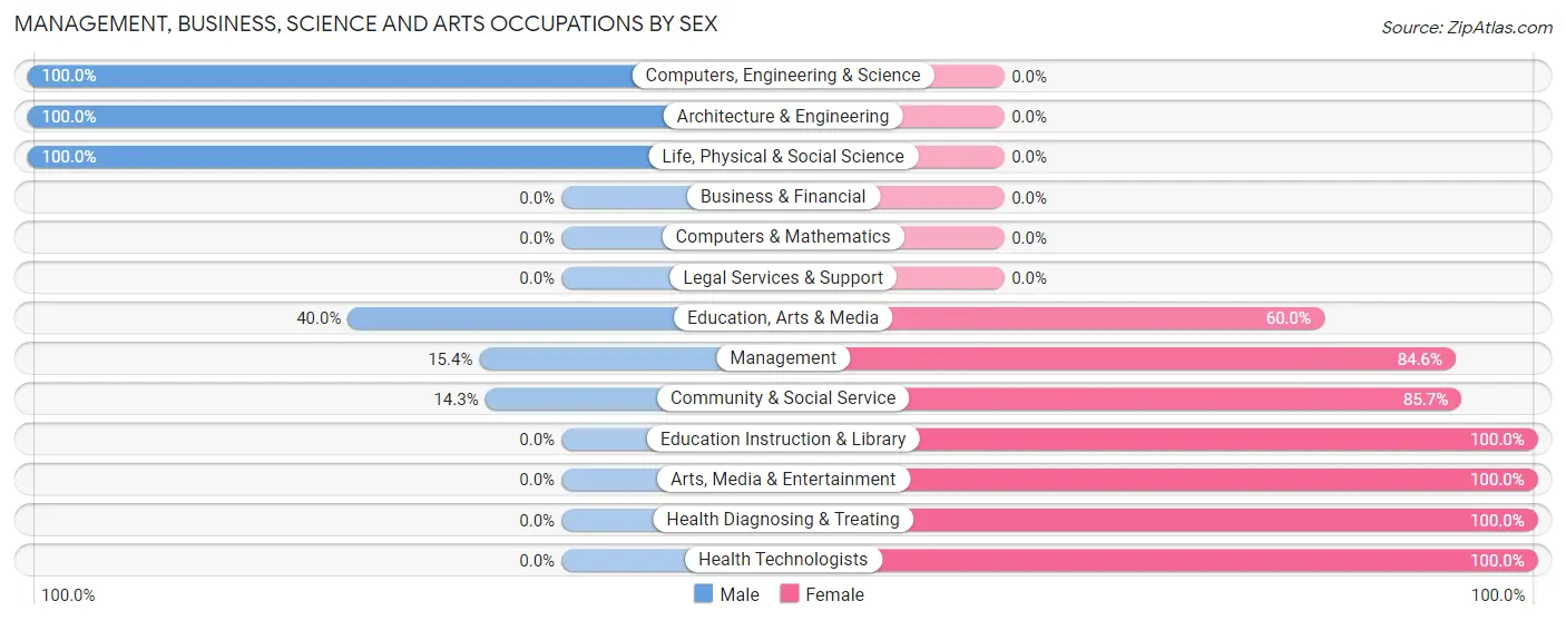Management, Business, Science and Arts Occupations by Sex in Christine
