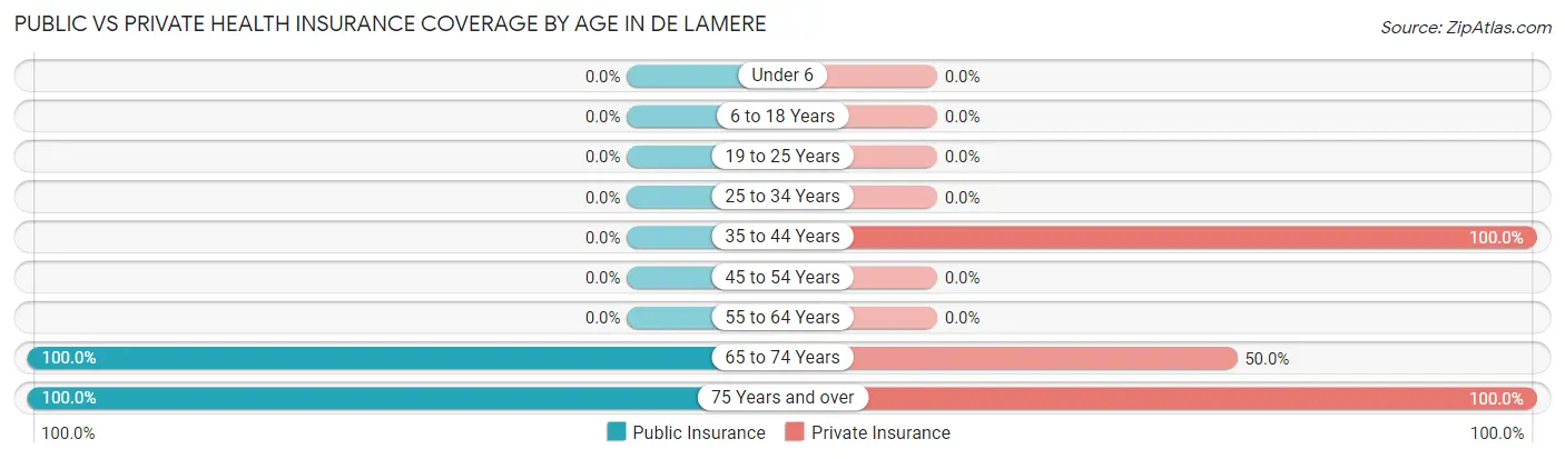 Public vs Private Health Insurance Coverage by Age in De Lamere