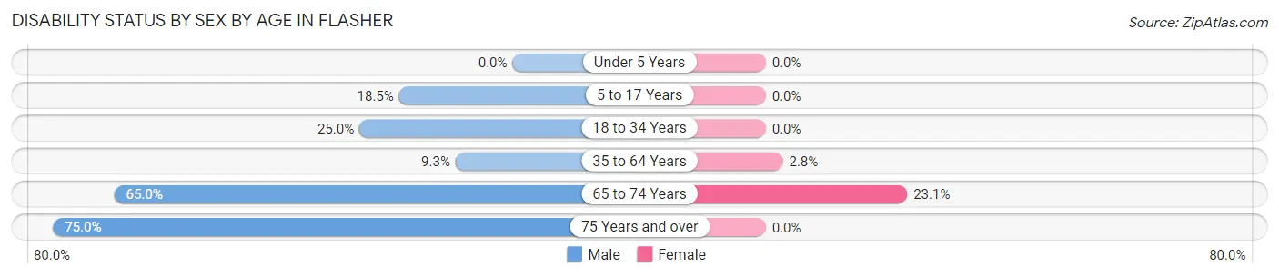 Disability Status by Sex by Age in Flasher