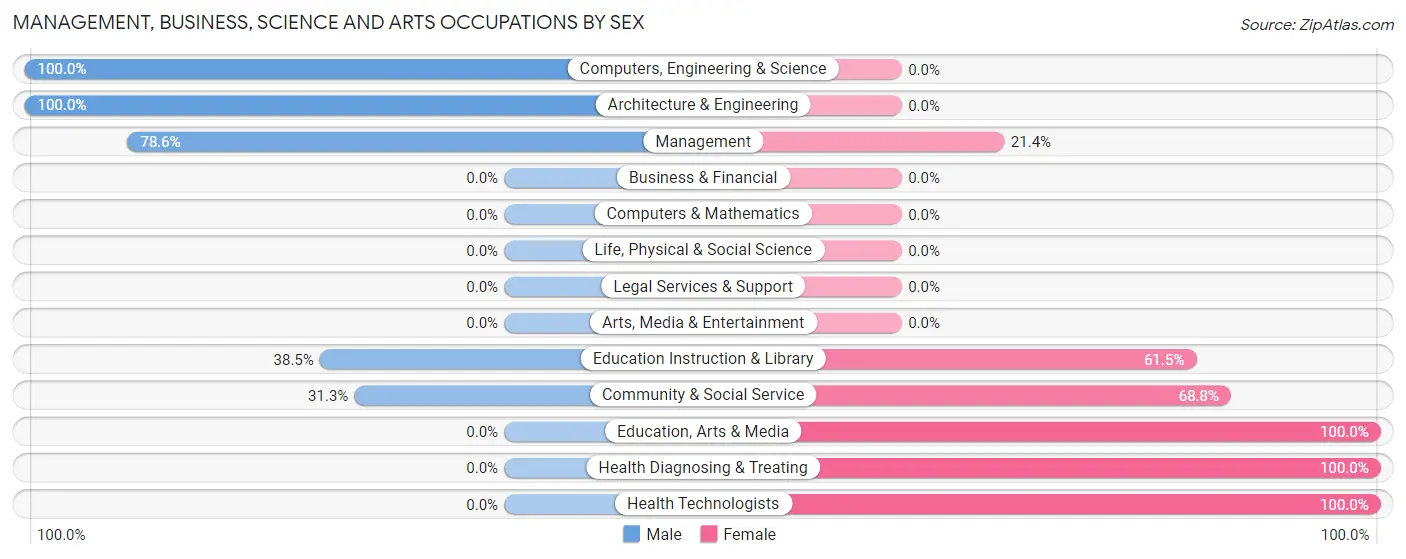 Management, Business, Science and Arts Occupations by Sex in Flasher
