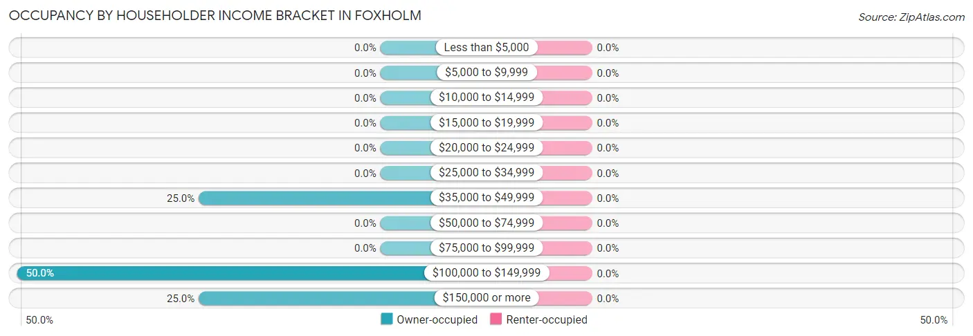 Occupancy by Householder Income Bracket in Foxholm