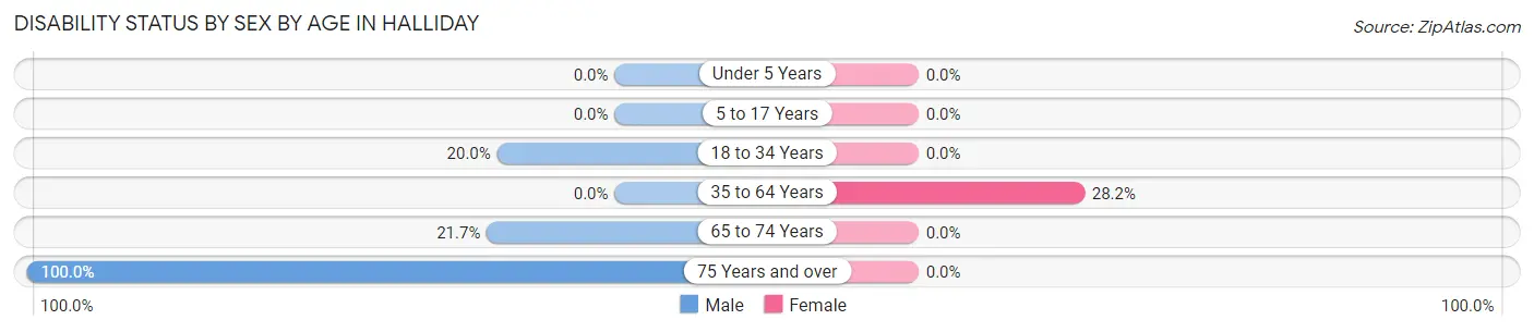 Disability Status by Sex by Age in Halliday