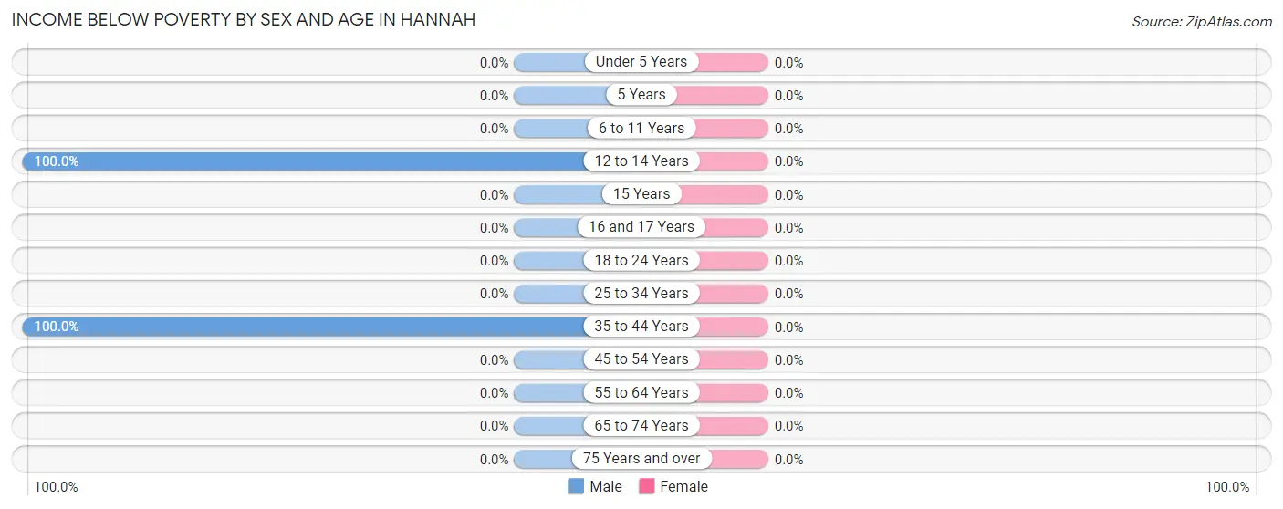Income Below Poverty by Sex and Age in Hannah
