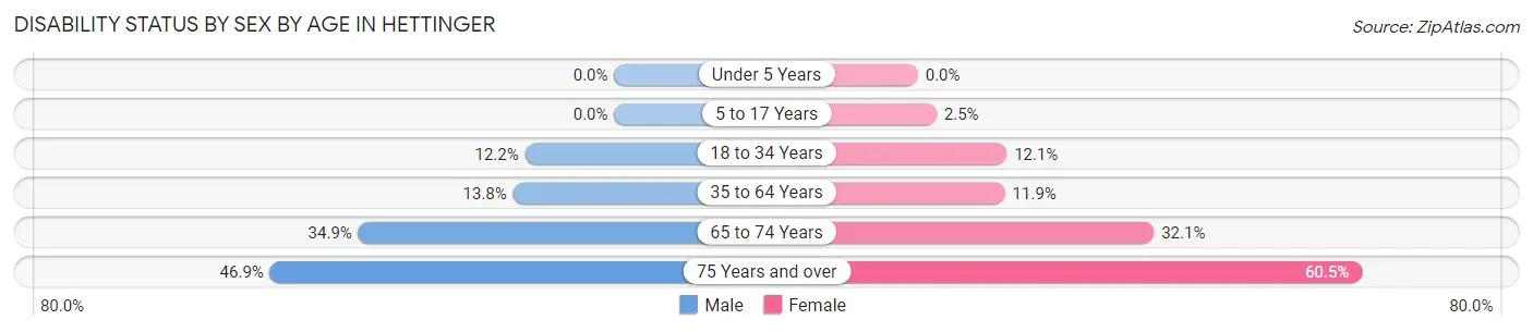 Disability Status by Sex by Age in Hettinger