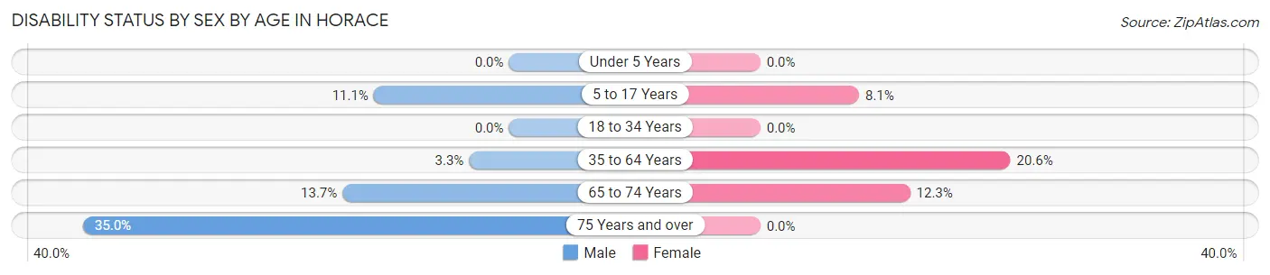 Disability Status by Sex by Age in Horace