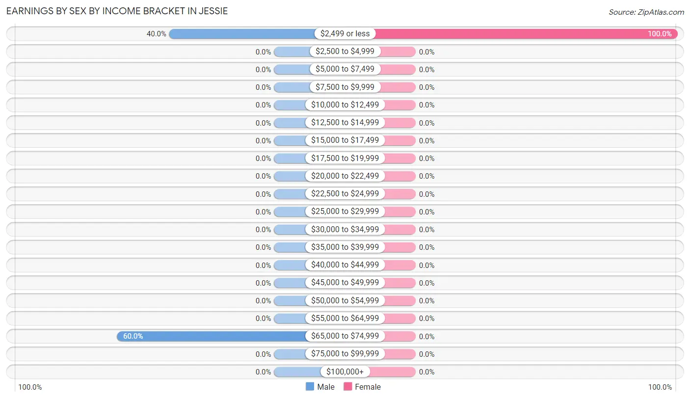 Earnings by Sex by Income Bracket in Jessie