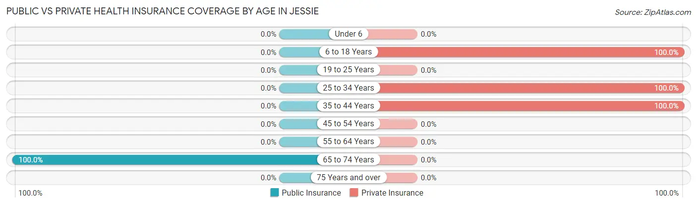 Public vs Private Health Insurance Coverage by Age in Jessie