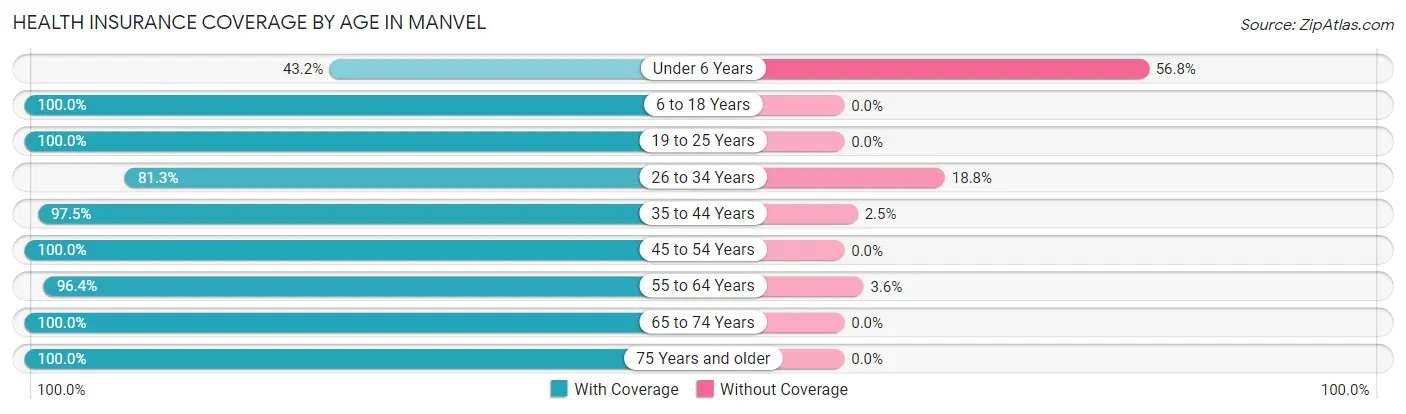 Health Insurance Coverage by Age in Manvel