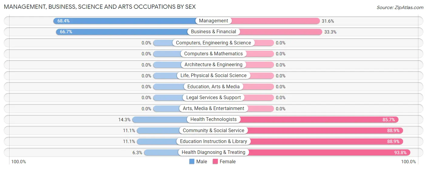 Management, Business, Science and Arts Occupations by Sex in Medina